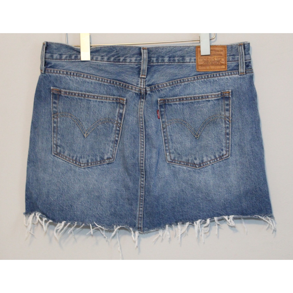 Levi's Deconstructed Button Fly Denim Cut Off Jean Skirt Blue Women's 32 H11823 - Picture 14 of 16